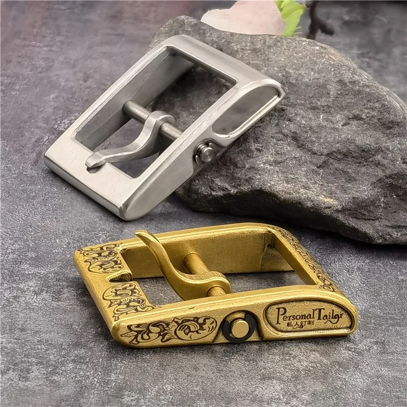 Luxury Carving Solid Brass Belt Buckle For Men Belt Stainless Steel Belt Buckle 40mm DIY Leather Craft Man Buckle Belt BK0002