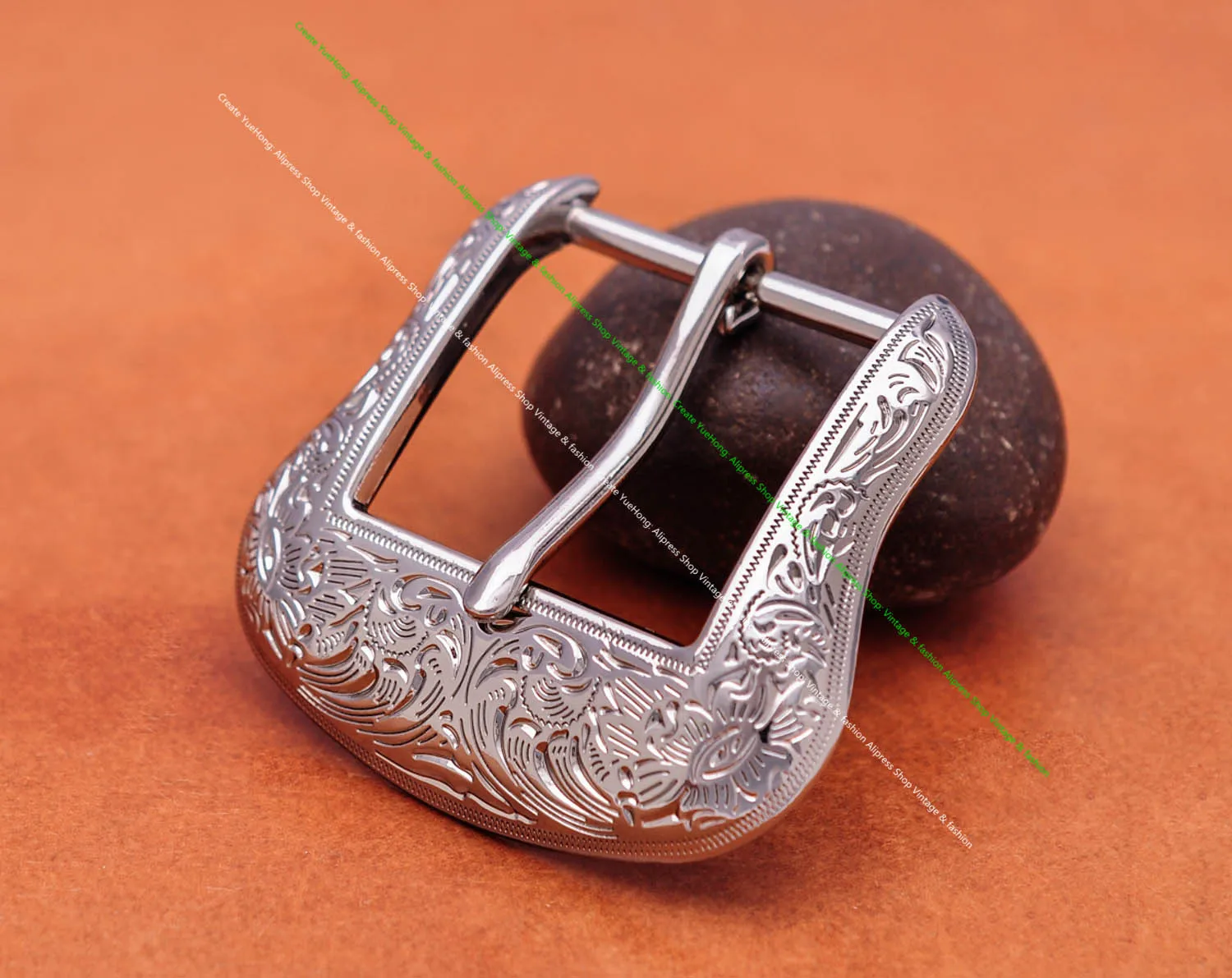 Brass Plated Western Cowboy Rodeo Flower Craved Men Leathercraft Accessories Belt Buckle 5 Pieces Set Unisex Fits 1 1/2" Strap