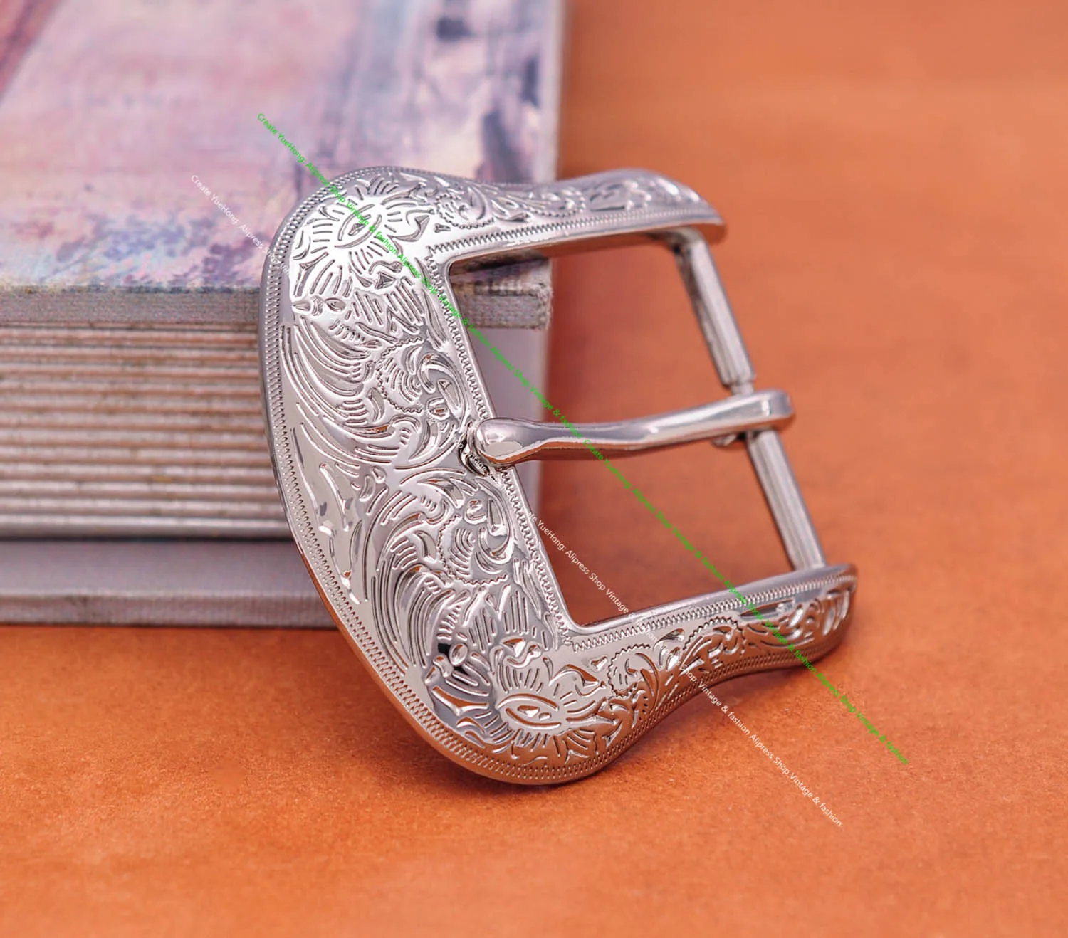Brass Plated Western Cowboy Rodeo Flower Craved Men Leathercraft Accessories Belt Buckle 5 Pieces Set Unisex Fits 1 1/2" Strap