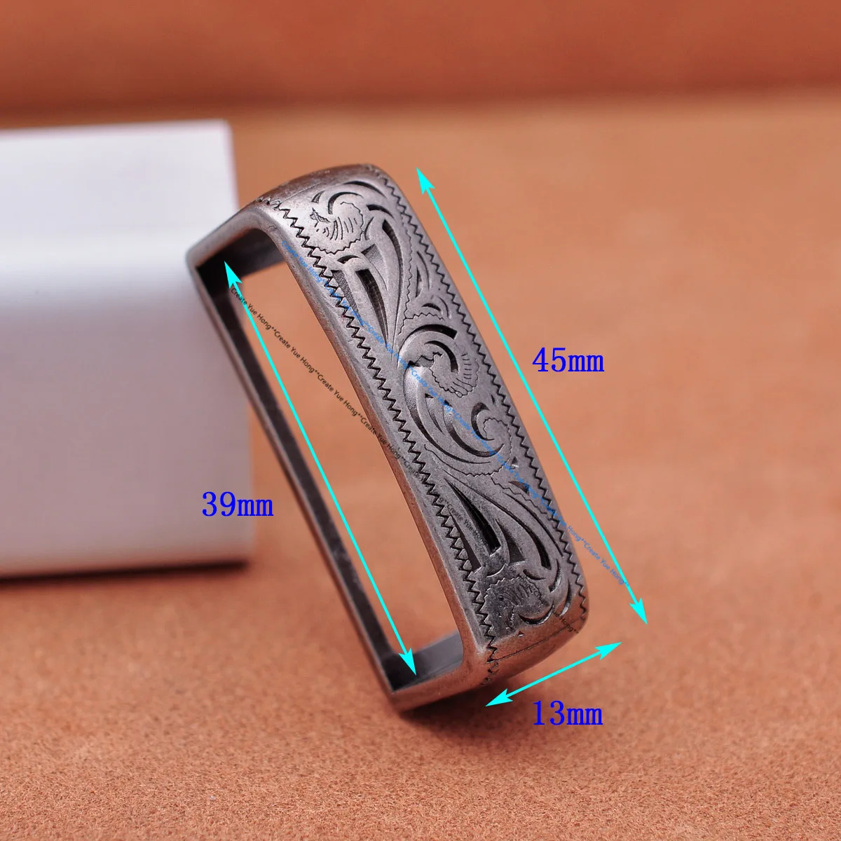 Brass Plated Western Cowboy Rodeo Flower Craved Men Leathercraft Accessories Belt Buckle 5 Pieces Set Unisex Fits 1 1/2" Strap