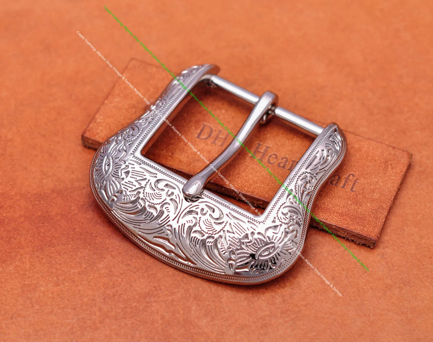Brass Plated Western Cowboy Rodeo Flower Craved Men Leathercraft Accessories Belt Buckle 5 Pieces Set Unisex Fits 1 1/2" Strap