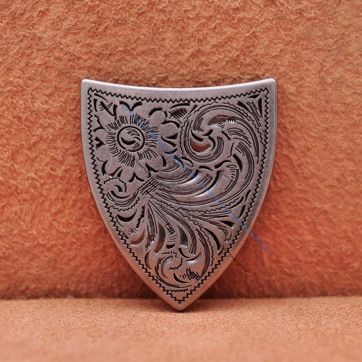 Brass Plated Western Cowboy Rodeo Flower Craved Men Leathercraft Accessories Belt Buckle 5 Pieces Set Unisex Fits 1 1/2" Strap