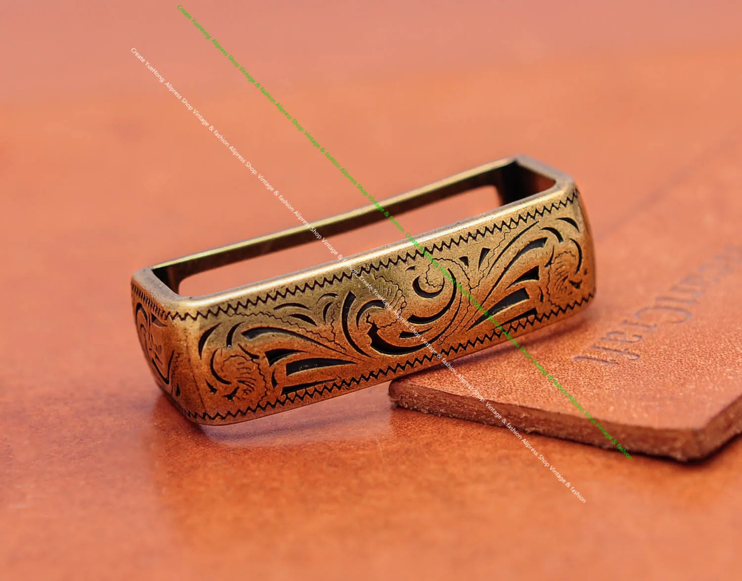 Brass Plated Western Cowboy Rodeo Flower Craved Men Leathercraft Accessories Belt Buckle 5 Pieces Set Unisex Fits 1 1/2" Strap