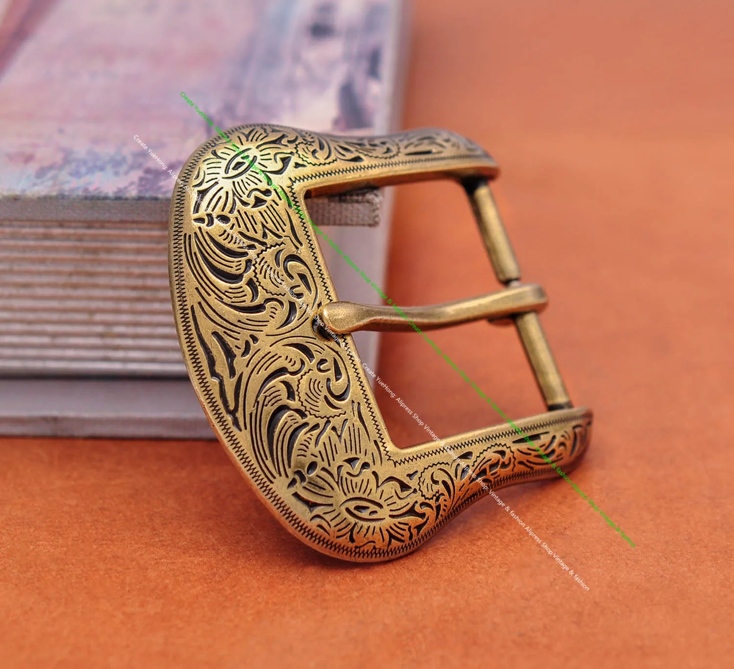 Brass Plated Western Cowboy Rodeo Flower Craved Men Leathercraft Accessories Belt Buckle 5 Pieces Set Unisex Fits 1 1/2" Strap