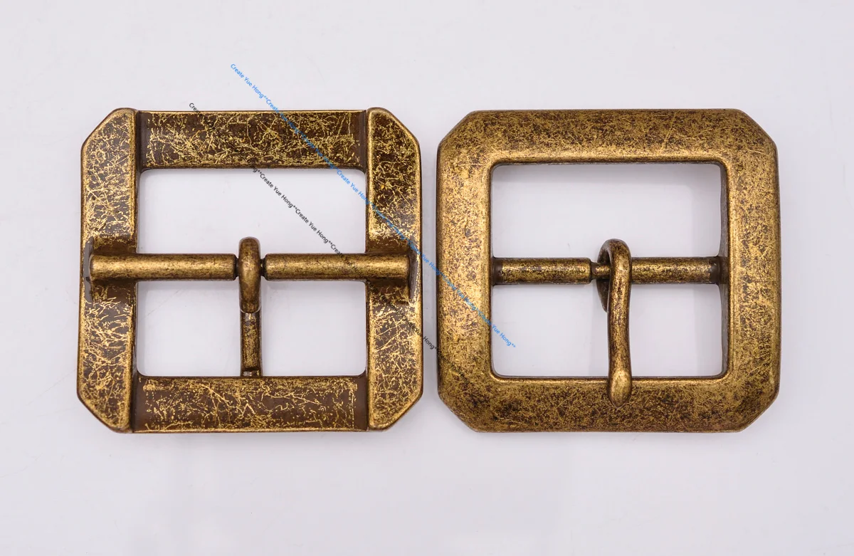 Strong Heavy Duty Sturdy Western Cowboy Sturdy Brass Rectangular Center Bar Pin Belt Buckle Replacement Fit 40mm Strap