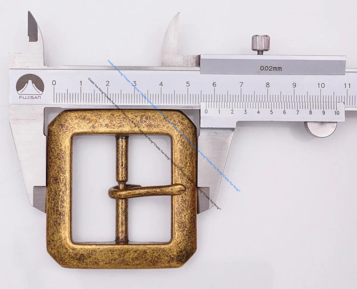 Strong Heavy Duty Sturdy Western Cowboy Sturdy Brass Rectangular Center Bar Pin Belt Buckle Replacement Fit 40mm Strap