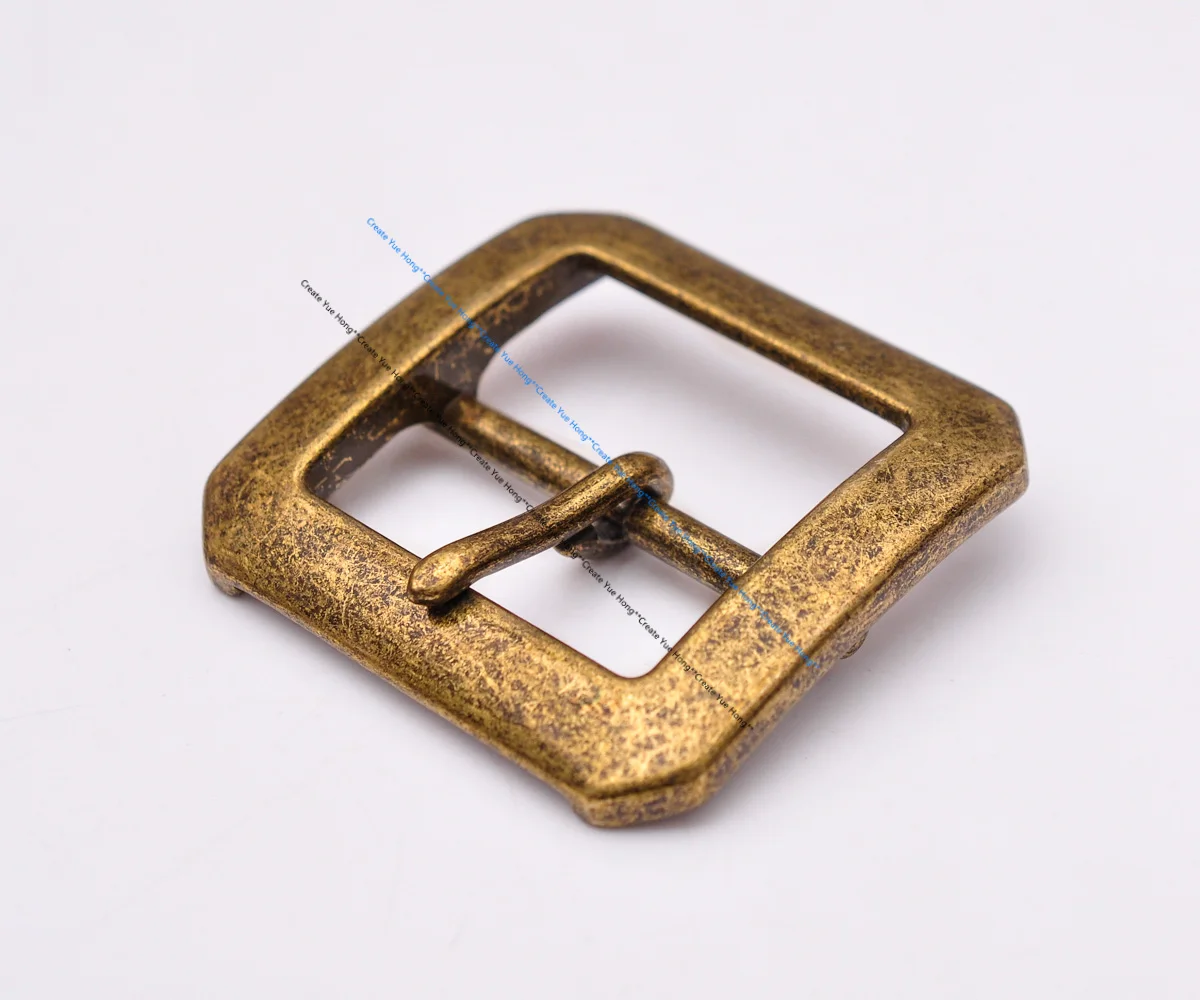 Strong Heavy Duty Sturdy Western Cowboy Sturdy Brass Rectangular Center Bar Pin Belt Buckle Replacement Fit 40mm Strap