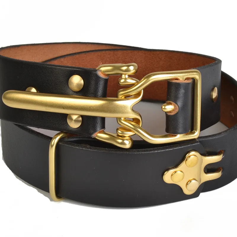 1Set 40mm Belt Buckle Solid Brass Man Belts Buckles Copper Cavalry Waistband Head for 38mm DIY Leather Crafts Accessories