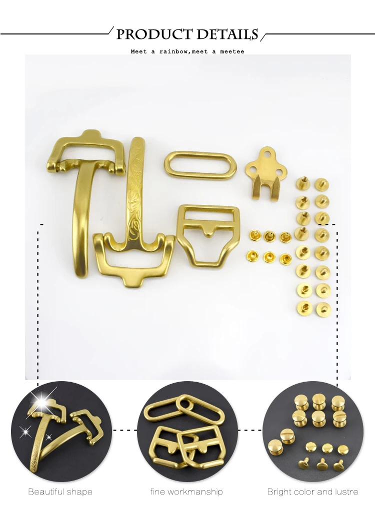 1Set 40mm Belt Buckle Solid Brass Man Belts Buckles Copper Cavalry Waistband Head for 38mm DIY Leather Crafts Accessories