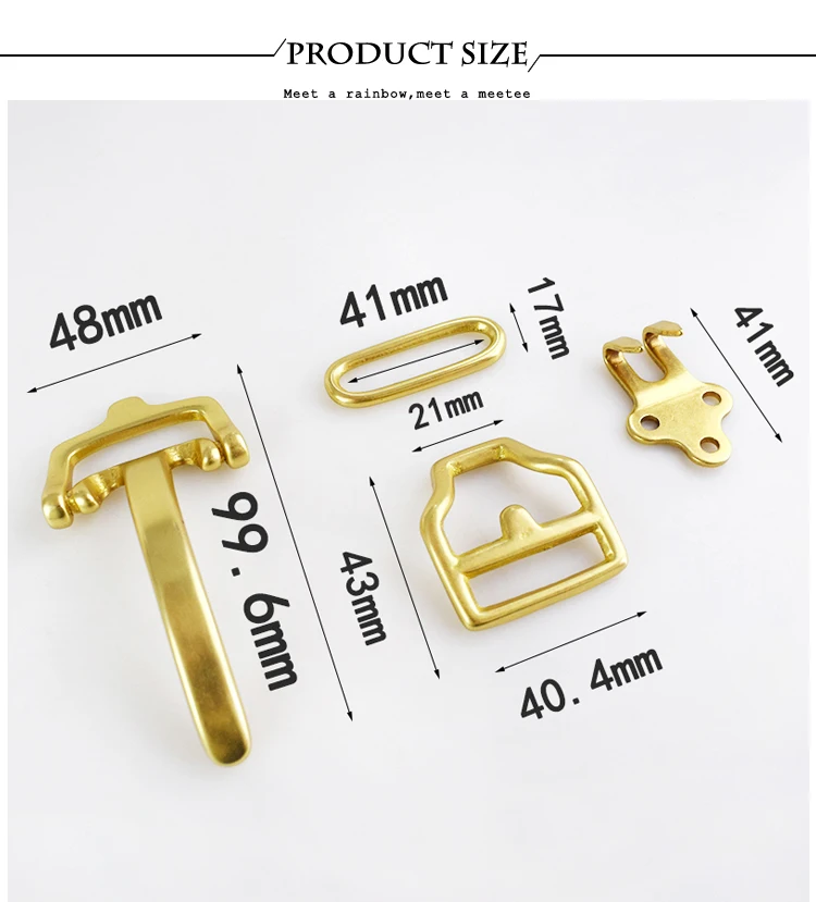 1Set 40mm Belt Buckle Solid Brass Man Belts Buckles Copper Cavalry Waistband Head for 38mm DIY Leather Crafts Accessories