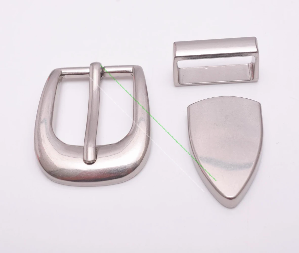 1 inch Silver Texas Southwest Cowboy Rodeo Single Prong End Bar Belt Buckle Loop and Tip Three Piece Set Leathercraft Buckle