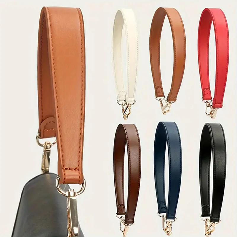 7 Colors PU Leather Bag Strap Handbags Handles For Handbag Short Bag Strap Purse Strap Golden Buckle Replacement Bag Belt Band
