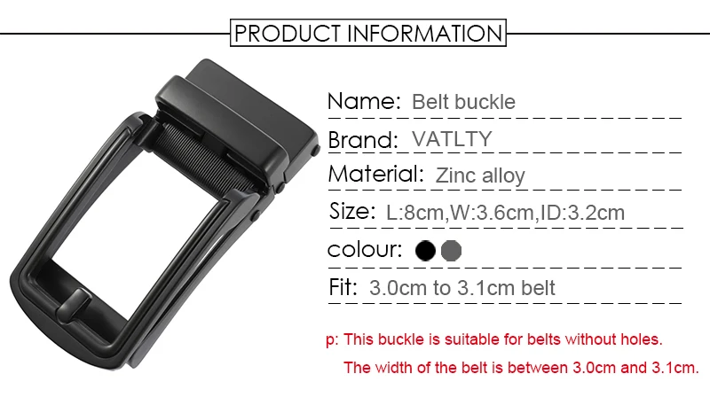 VATLTY Official Genuine Belt Buckle Men for 3.0cm to 3.1cm Non-porous Belt Hard Alloy Automatic Buckle Male K23435
