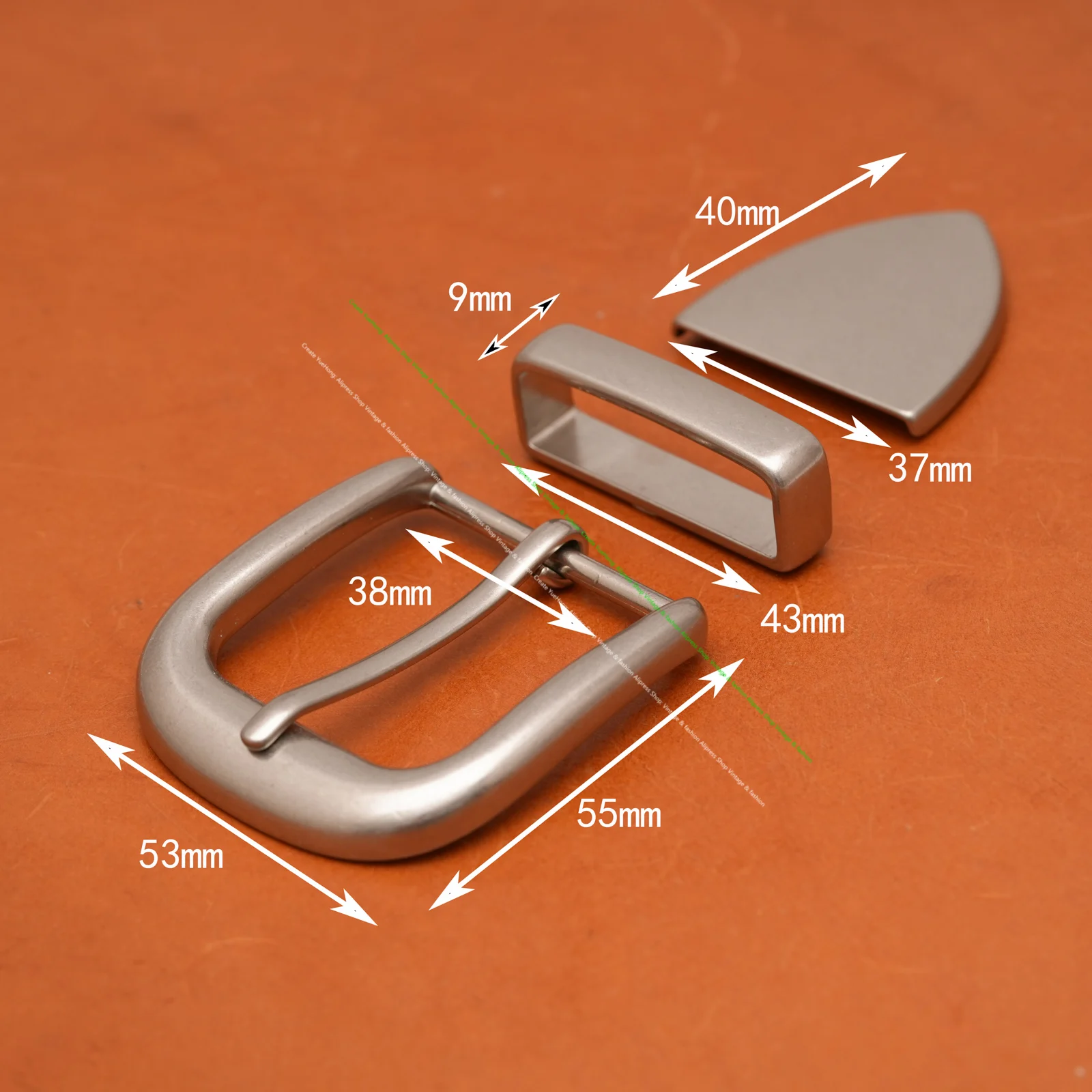 38Mm Quanlity Texas Men Cowboy Rodeo Single Prong End Bar Stainless Belt Buckle Loop and Tip 3 Piece Set Leathercraft Buckle