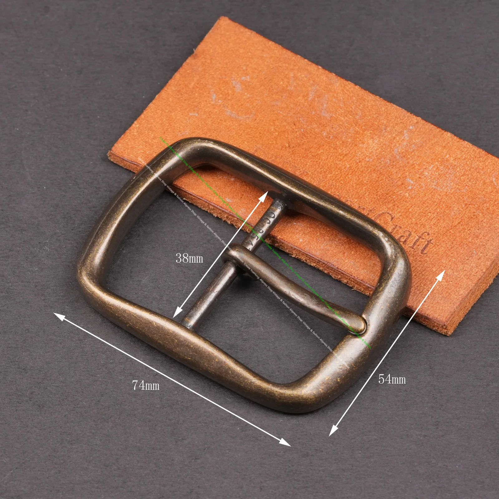 1.5" Antique Brass Belt Buckle Replacement Rectangle Center Bar Metal Buckles for Leather Crafting Belt DIY Hardware Accessory