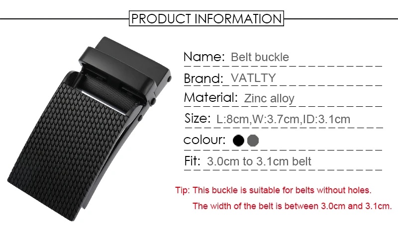 VATLTY Official Genuine Men's Belt Buckle for Non-porous Belts From 3.0cm To 3.2cm, Hard Zinc Alloy Automatic Buckle K2033