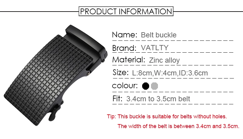 VATLTY Official Genuine Belt Buckle Men Zinc Alloy 36mm Automatic Buckle for 3.4cm to 3.5cm Non-porous Belt Male Accessories