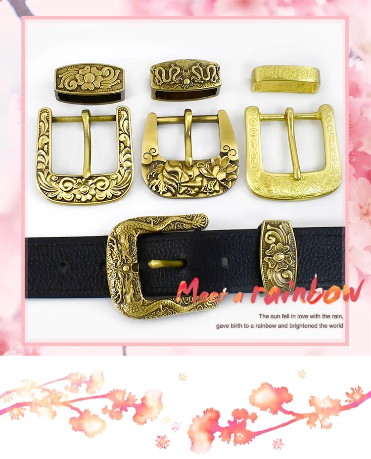 Deepeel 40mm Pure Brass Belt Head Men's Copper Vintage Dragon Belts Pin Buckle for 36-38mm Waistband Leather Crafts Accessories
