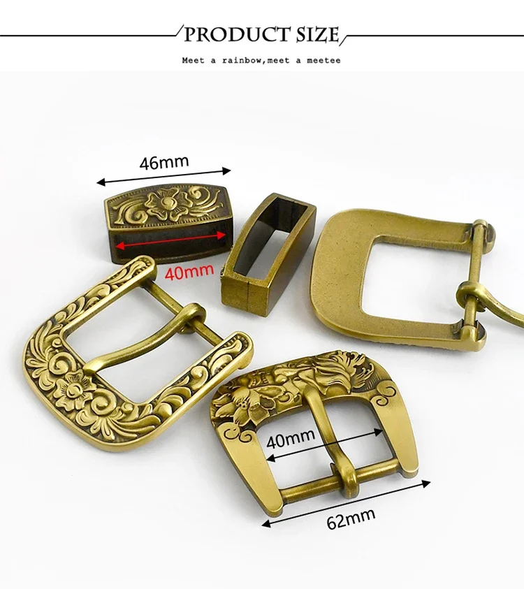 Deepeel 40mm Pure Brass Belt Head Men's Copper Vintage Dragon Belts Pin Buckle for 36-38mm Waistband Leather Crafts Accessories