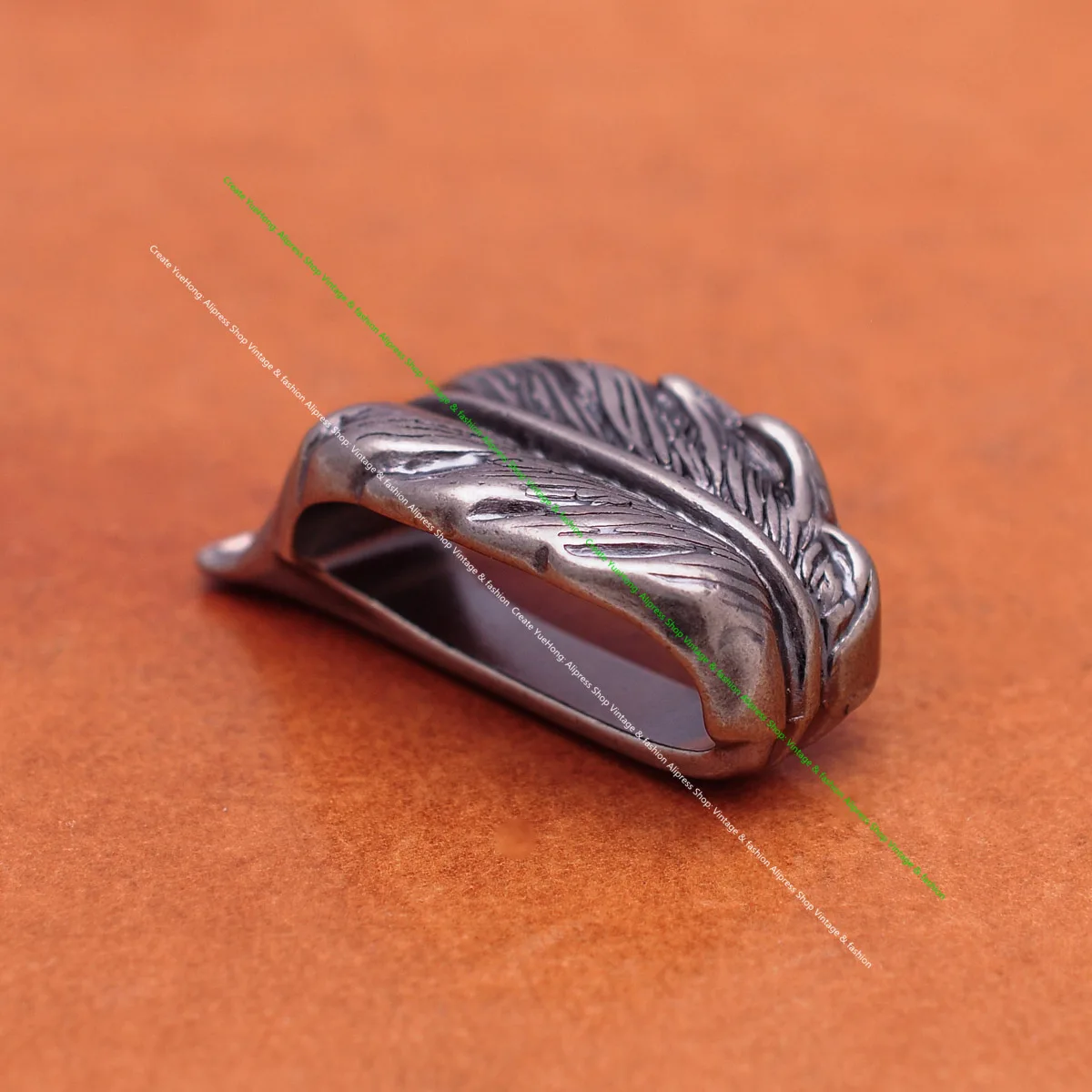Antique Silver Western Cowboy Feather Engraved End Bar Prong Pin Leathercraft 2 PC Set Belt Buckle Replacement Fits 31mm