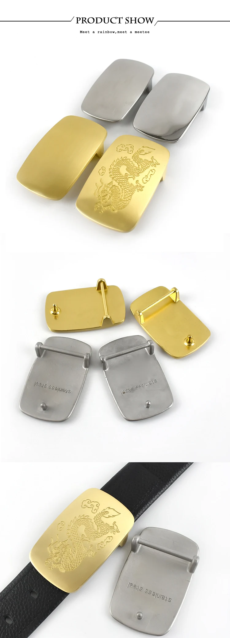 Deepeel 39mm Stainless Steel Belt Buckle Gold Silver Metal Cowboy Waistband Head for Men Pants Belts Leather Craft Accessories