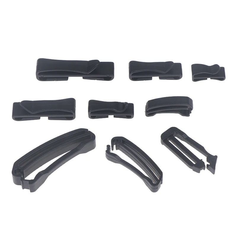 〔Funny〕10 Pcs Plastic Clip Belt Clip Carabiner Belt Clip Black Quick Slip Keeper Buckle End Clip Slider 20-50mm For Backpack