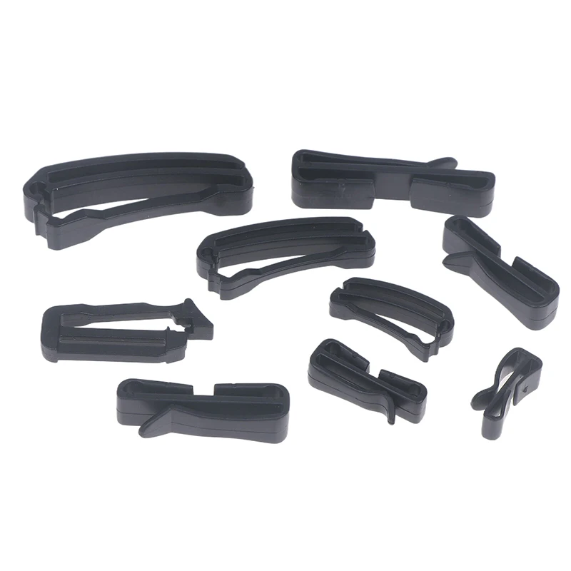〔Funny〕10 Pcs Plastic Clip Belt Clip Carabiner Belt Clip Black Quick Slip Keeper Buckle End Clip Slider 20-50mm For Backpack
