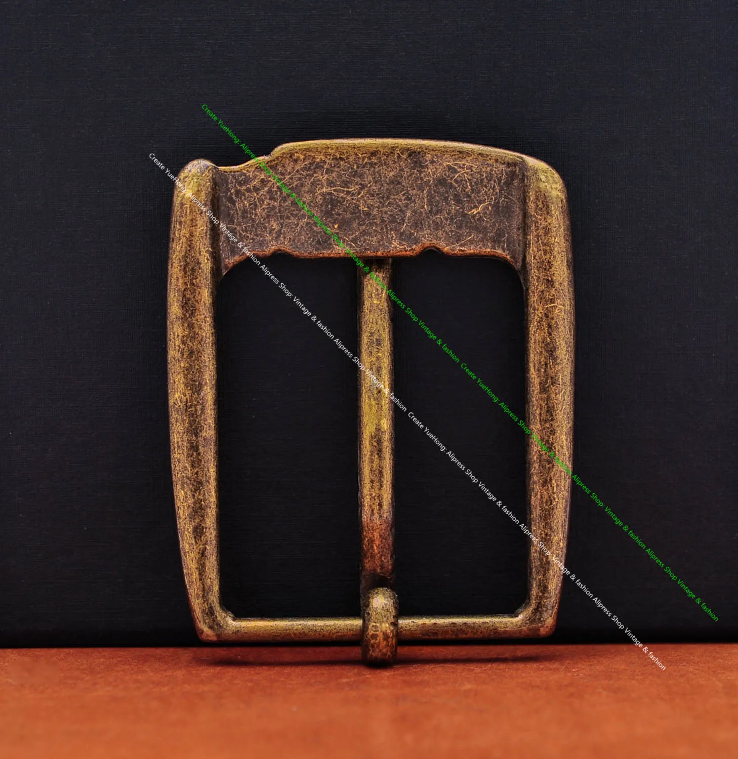 Vintage Brass Plated Wide Quality Men's Engraved Metal Leathercraft Single Prong Pin Belt Buckle Replacement Fit 40mm