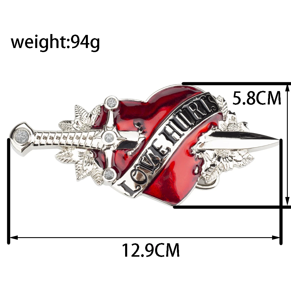 Love Hurts Red Heart Alloy Belt Buckle for Women Fashion Luxury