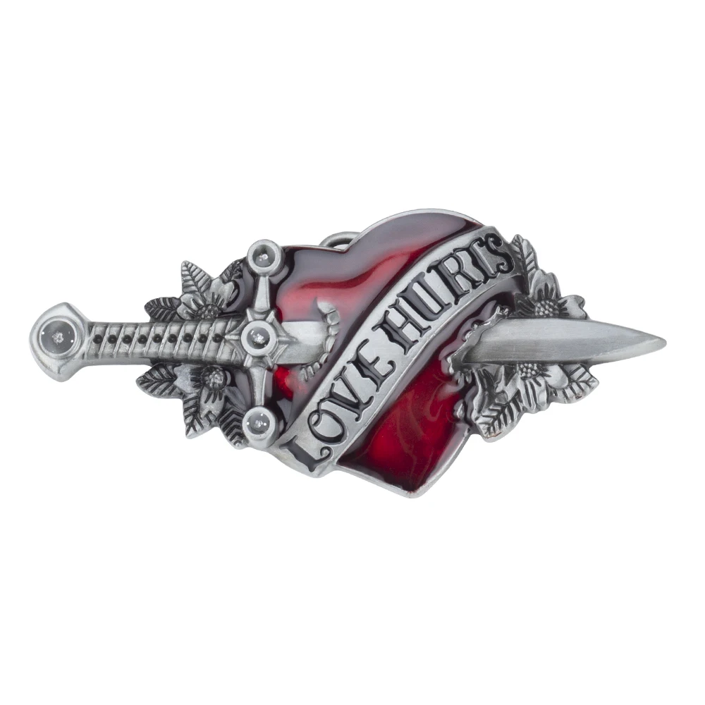 Love Hurts Red Heart Alloy Belt Buckle for Women Fashion Luxury