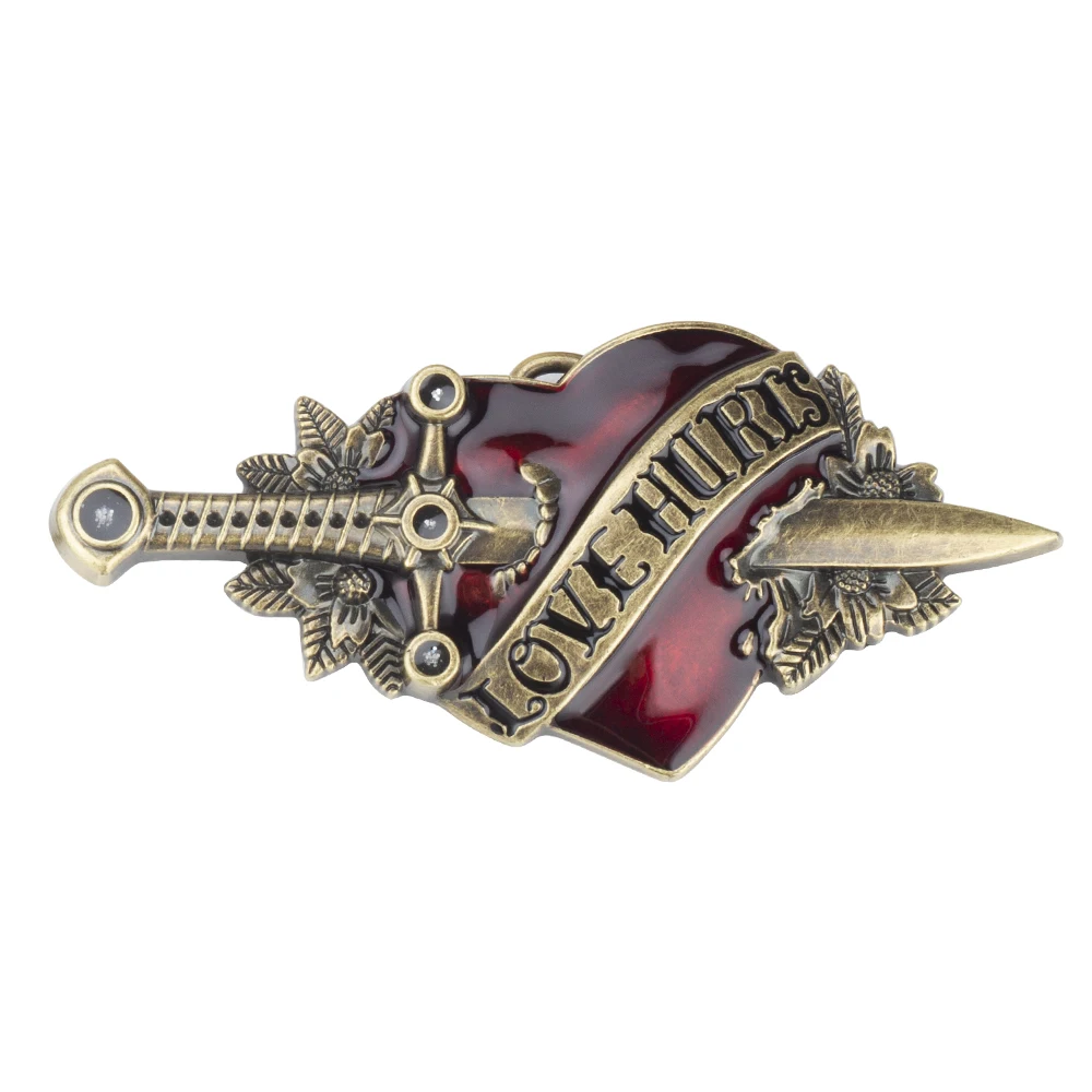 Love Hurts Red Heart Alloy Belt Buckle for Women Fashion Luxury