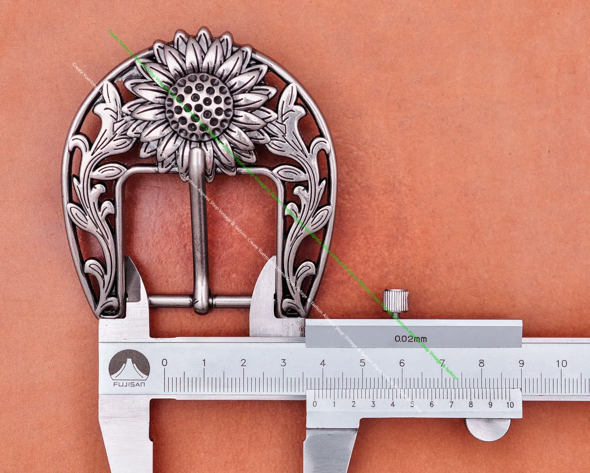 Antique Silver Sturdy Quality Western Cowboy Beauty Sun Flower Leather Belt Buckle Replacement Fit 38mm