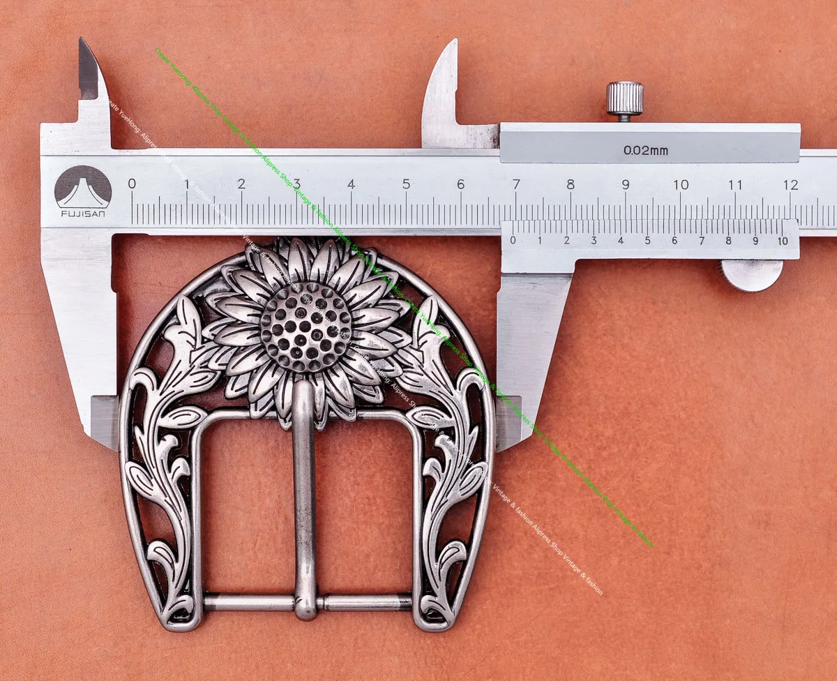Antique Silver Sturdy Quality Western Cowboy Beauty Sun Flower Leather Belt Buckle Replacement Fit 38mm