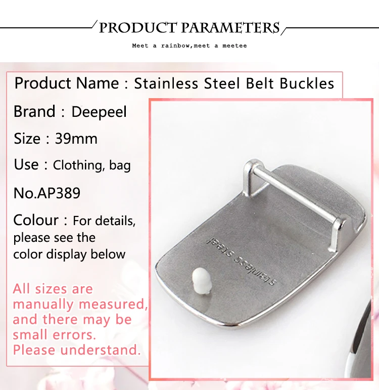 1Pc Deepeel 39mm Stainless Steel Belt Buckle Metal Brushed Smooth for Men's Waistband Head DIY Jeans Accessories Leather Craft