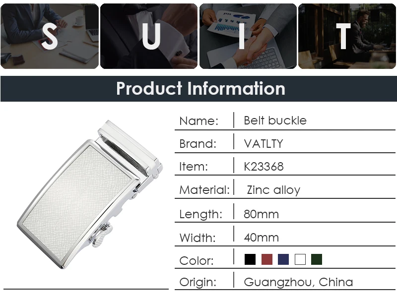 VATLTY Luxury Belt Buckle for Men Premium Metal 36mm Automatic Buckle Stylish Silver Belt Buckle for Non-perforated Belts Male
