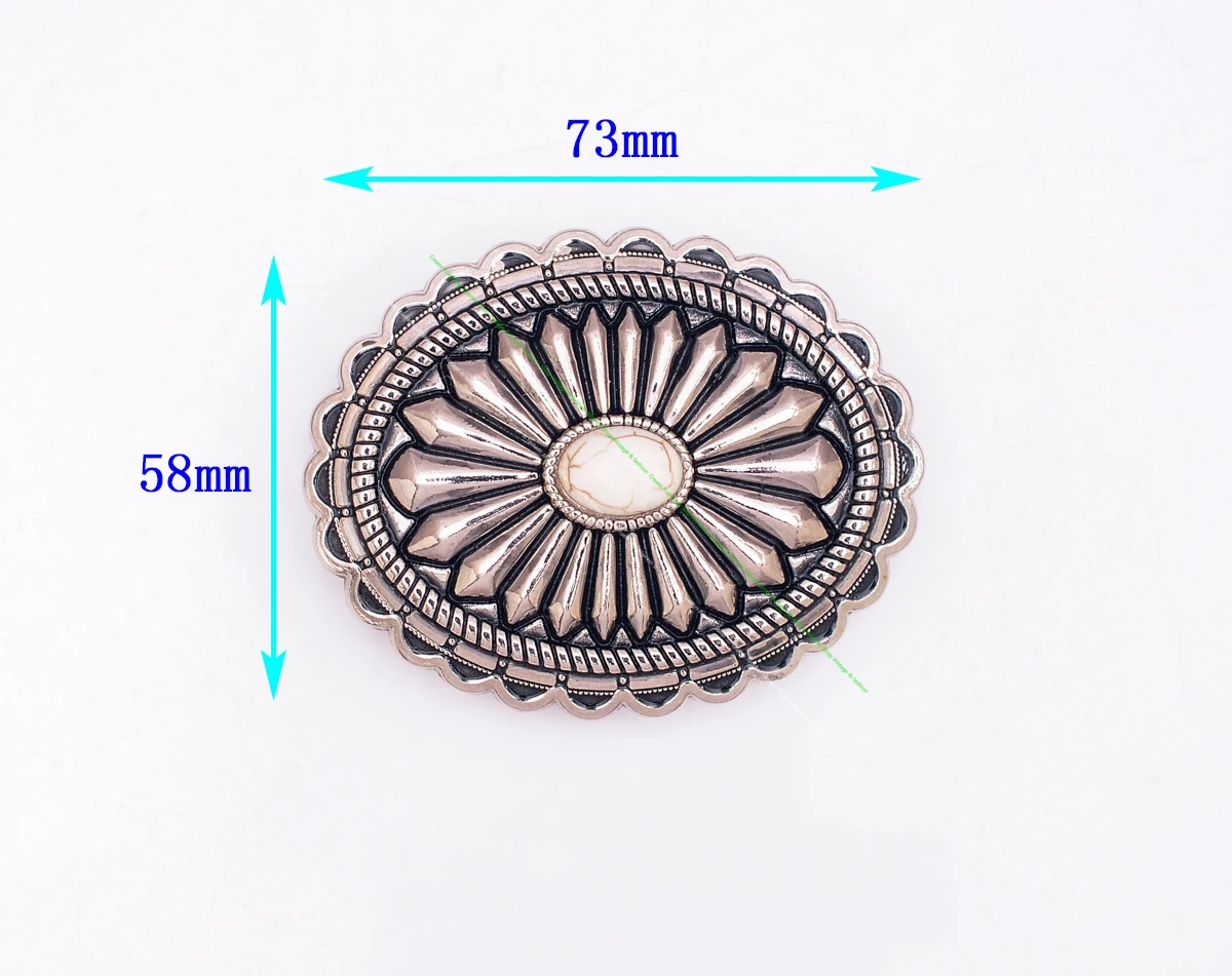 40mm Huge Vintage American Southeaset Indian Sun Burst Flower Oval Turquoise Belt Buckle