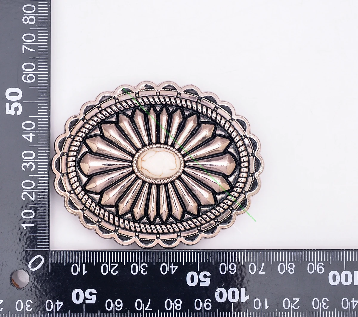 40mm Huge Vintage American Southeaset Indian Sun Burst Flower Oval Turquoise Belt Buckle