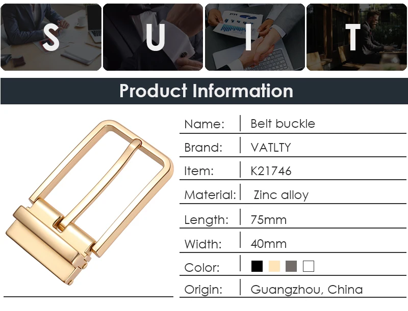VATLTY New 35mm Belt Buckle for Men Hard Zinc Alloy Silver Buckle Stylish Business Belt Pin Buckle Male Gift