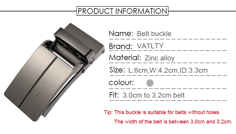 VATLTY Official Genuine Belt Buckle Men for 3.0cm to 3.2cm Non-porous Trousers Belt Hard Zinc Alloy Automatic Buckle Male K1765