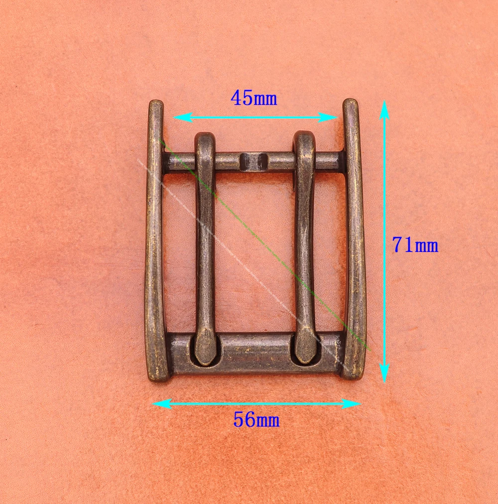 Classic Strong Metal Brass Plated Men Wide End Bar Prong Double Pin Buckle Leathercraft Jeans Belt Buckle Replacement Fits 45mm