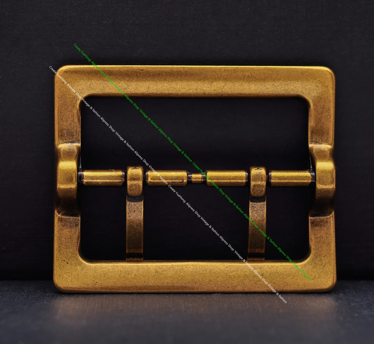 Men Western Vintage Gold Wide Double Pin Center Bar Leathercraft Leather Belt Buckle Replacement Fit 55mm