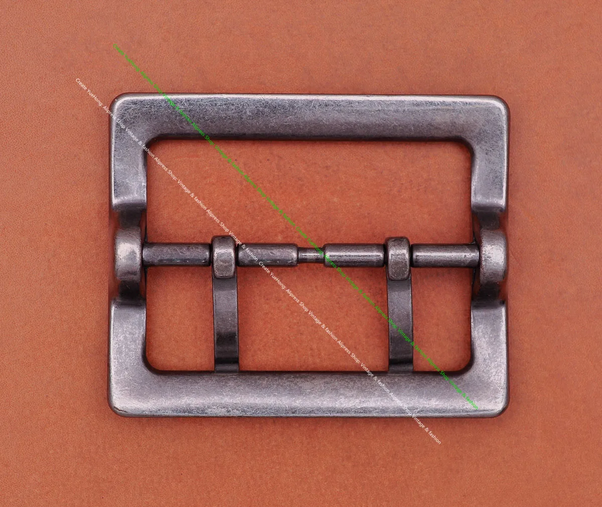 Men Western Vintage Gold Wide Double Pin Center Bar Leathercraft Leather Belt Buckle Replacement Fit 55mm