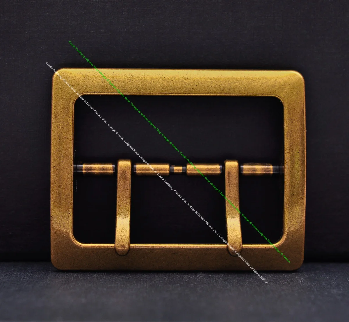 Men Western Vintage Gold Wide Double Pin Center Bar Leathercraft Leather Belt Buckle Replacement Fit 55mm