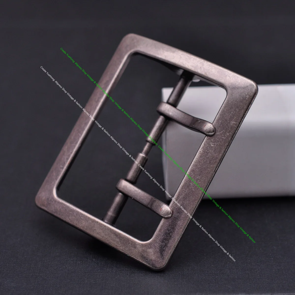 Men Western Vintage Gold Wide Double Pin Center Bar Leathercraft Leather Belt Buckle Replacement Fit 55mm