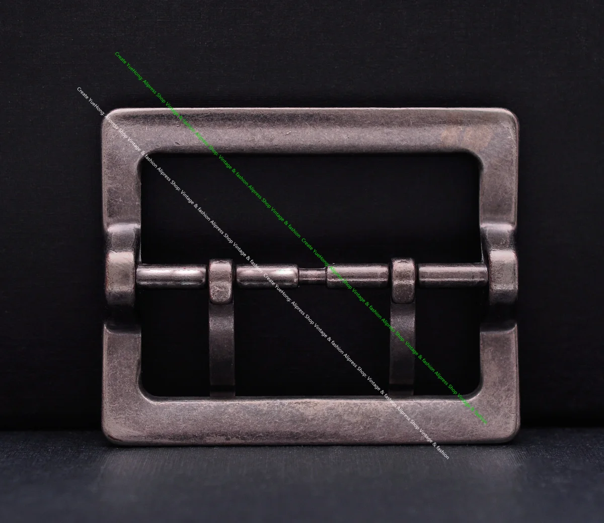 Men Western Vintage Gold Wide Double Pin Center Bar Leathercraft Leather Belt Buckle Replacement Fit 55mm