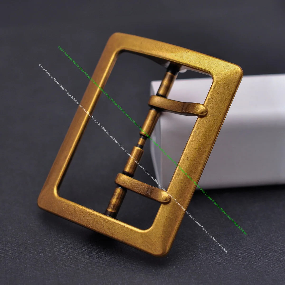 Men Western Vintage Gold Wide Double Pin Center Bar Leathercraft Leather Belt Buckle Replacement Fit 55mm