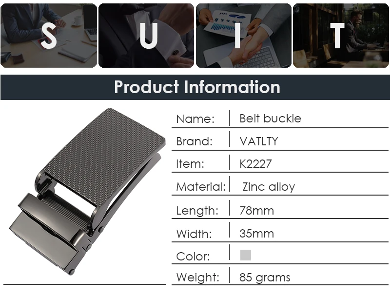 VATLTY 32mm Belt Buckle for Men High-Quality Zinc Alloy Anti-Oxidation Automatic Buckle Silver Belt Buckle for Holeless Belts