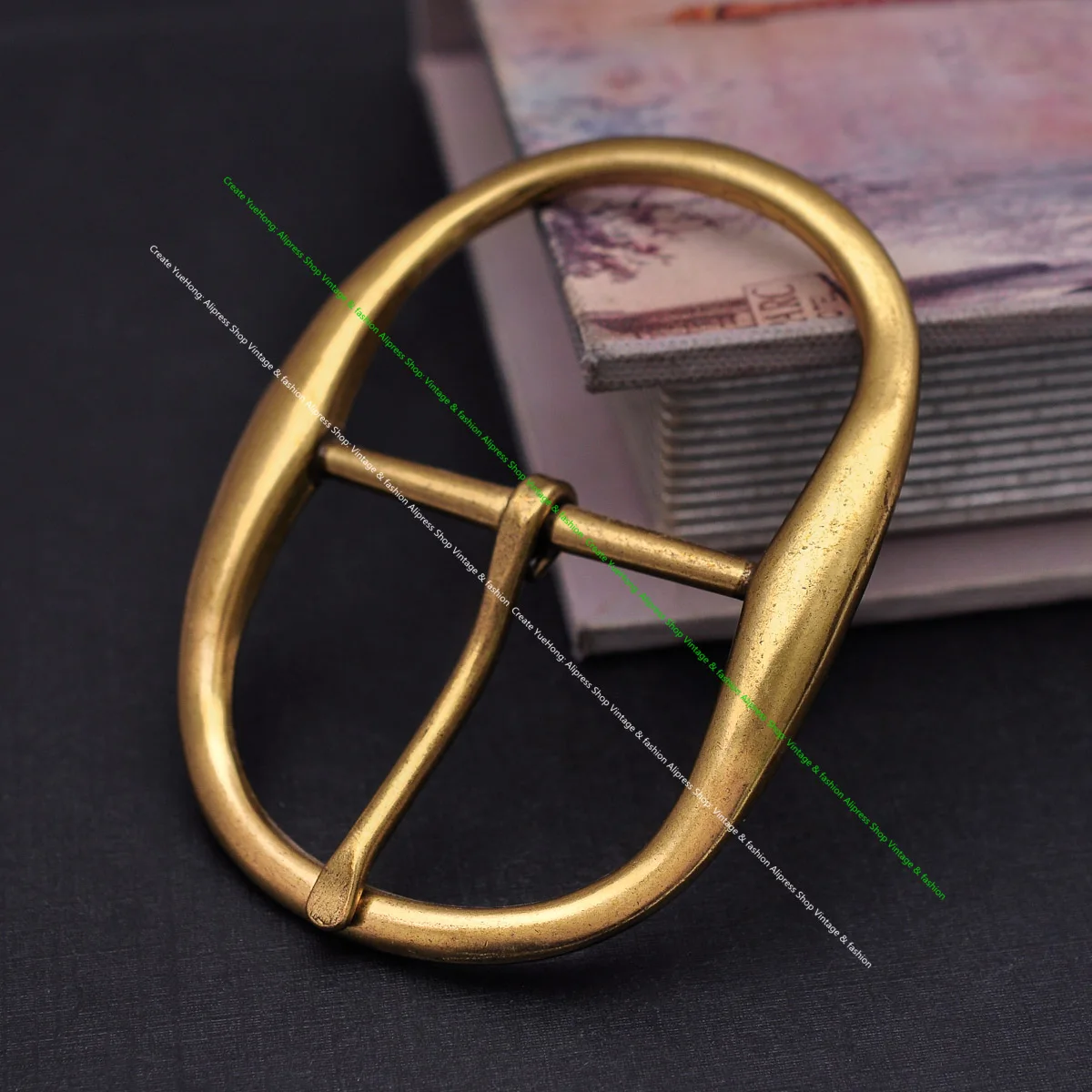 STURDY ANTIQUE BRASS PLATED METAL OVAL LONG HUGE RODEO BIG COWBOY WESTERN LEATHER BELT BUCKLE REPLACEMENT FIT 50MM
