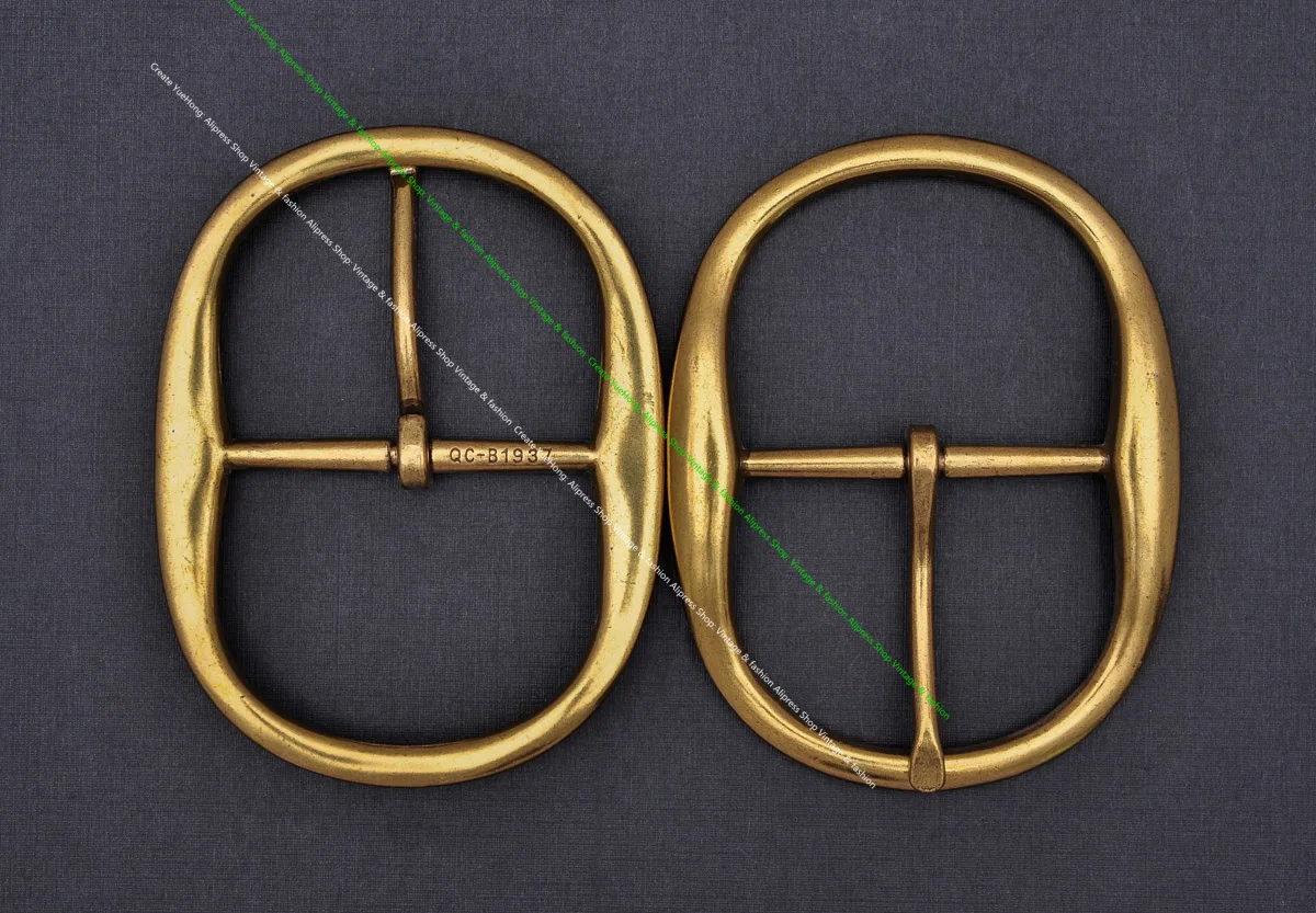 STURDY ANTIQUE BRASS PLATED METAL OVAL LONG HUGE RODEO BIG COWBOY WESTERN LEATHER BELT BUCKLE REPLACEMENT FIT 50MM