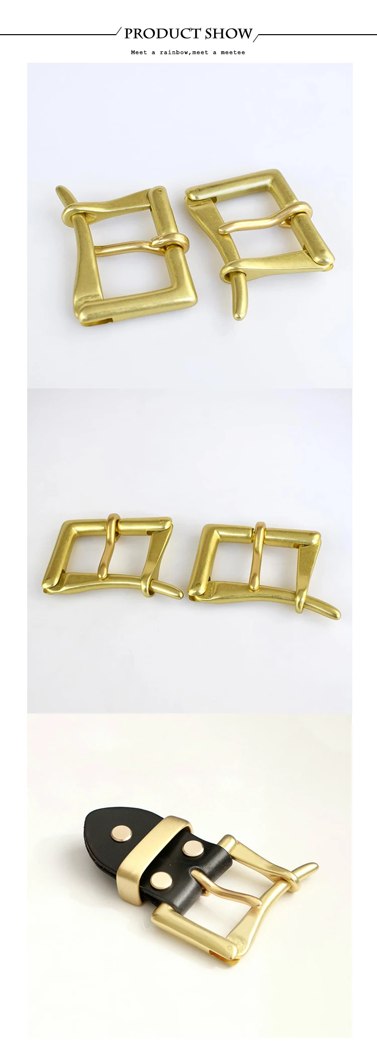 Deepeel 3.9cm Men's Pure Brass Pin Buckle Head Quick Open Buckles Heads Fit 3.6-3.8cm Belt DIY LeatherCraft Hardware Accessories